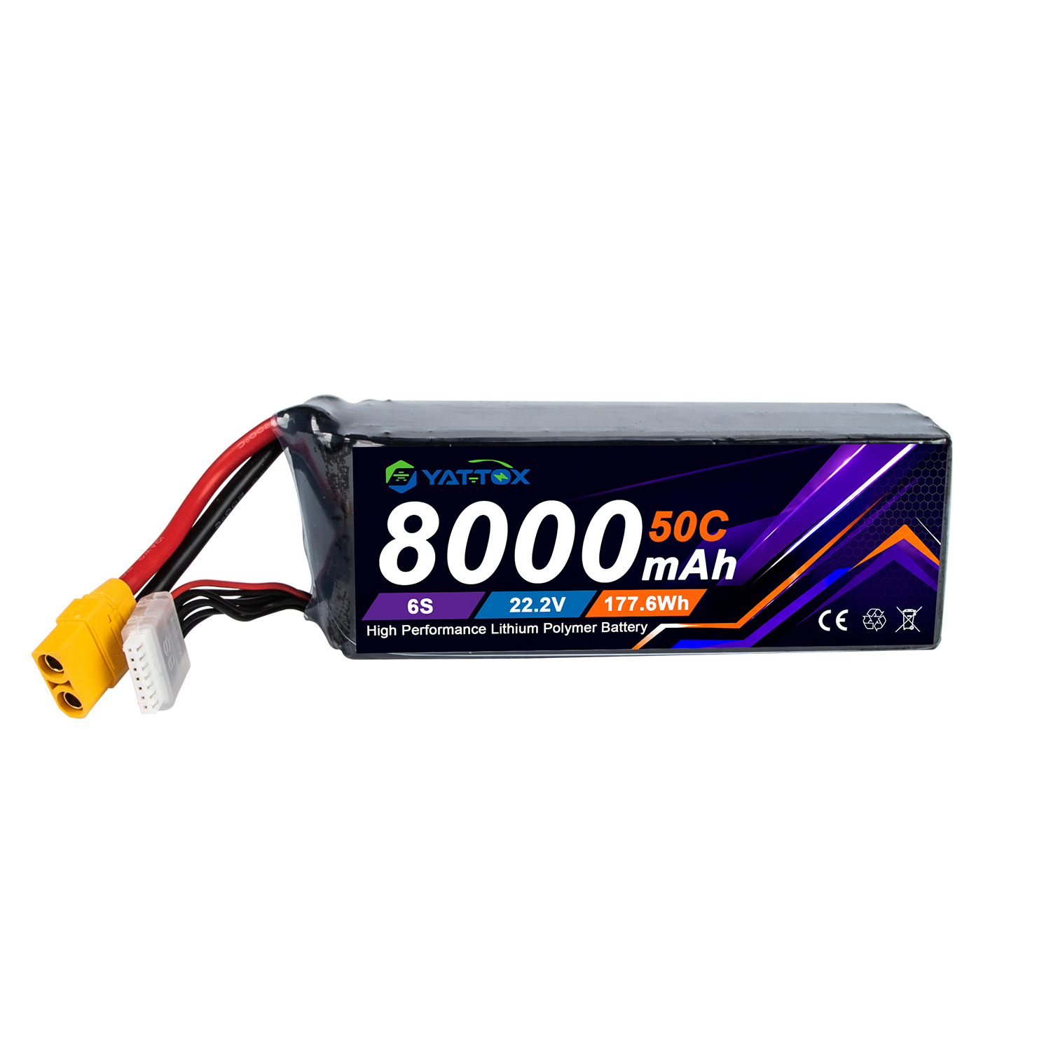 Yattox 6S 8000mAh 50C LiPo Bat - Rc Helicopter Large 评论和价格